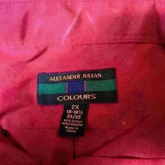 Alexander Julian Colours Sz 2X Maroon Dress Shirt. - Picture 6 of 6